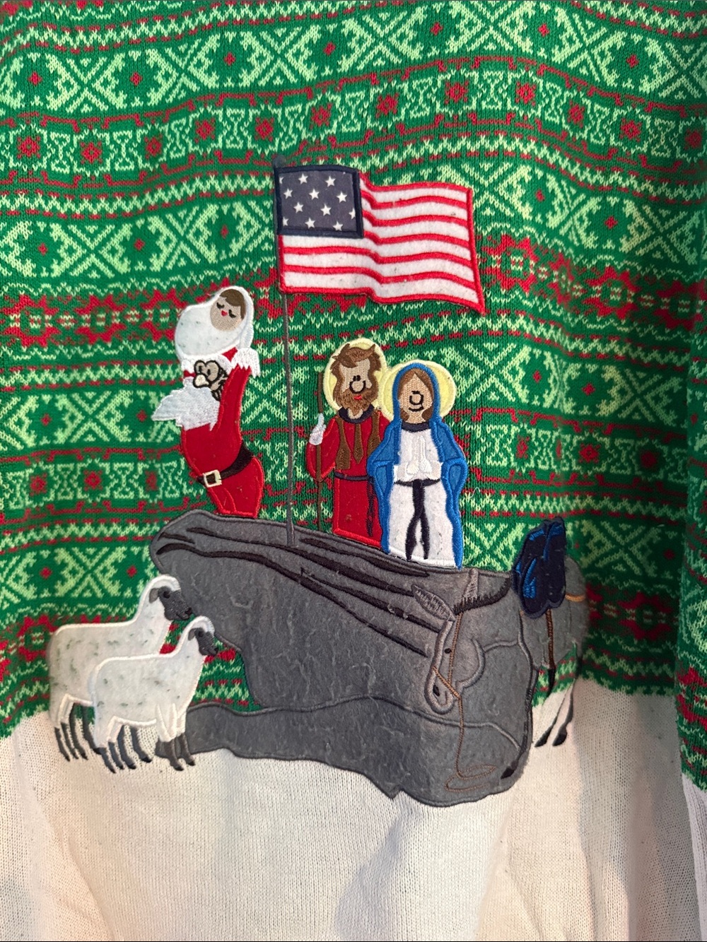 Alex Stevens Ugly Christmas Nativity Santa Baby Jesus Mary lion king XXL